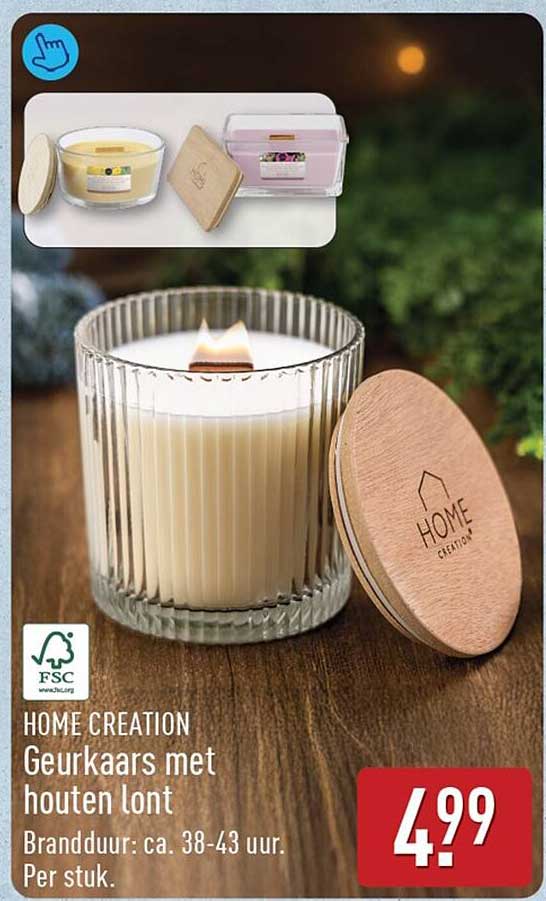 HOME CREATION Geurkaars met houten lont