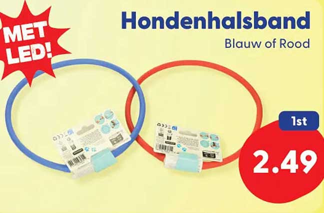 Hondenhalsband Blauw of Rood