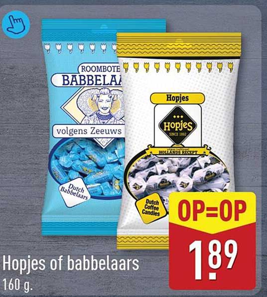 Hopjes of babbelaars 160 g. OP=OP