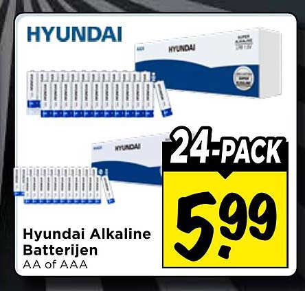 Hyundai Alkaline Batterijen AA of AAA 24-PACK