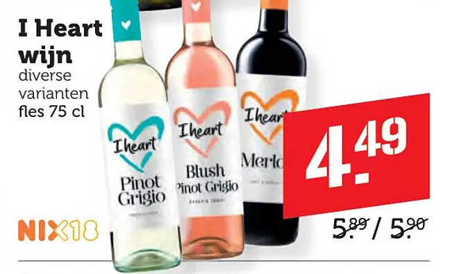 I Heart wijn diverse varianten fles 75 cl