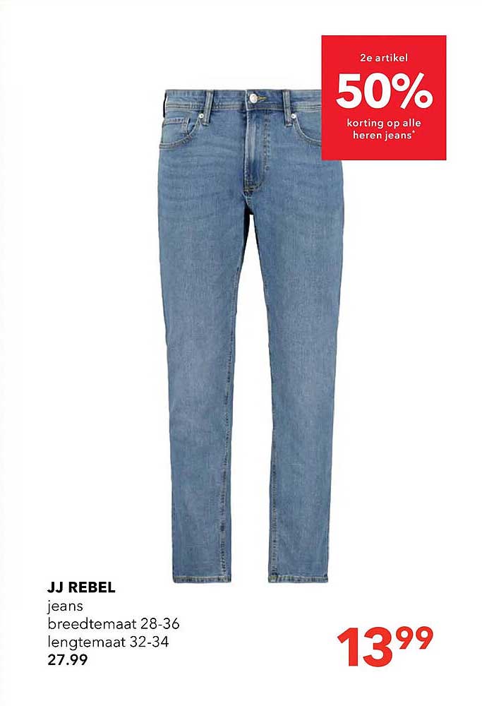 JJ REBEL jeans 2e artikel 50% korting op alle heren jeans*