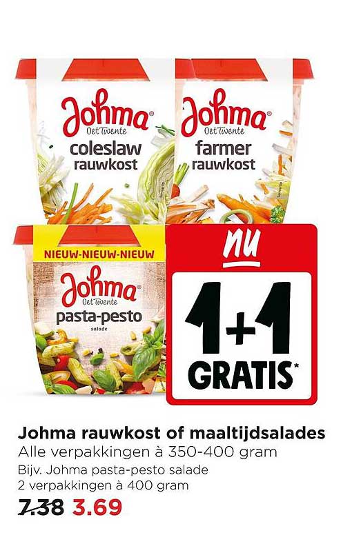 Johma rauwkost of maaltijdsalades 1+1 GRATIS