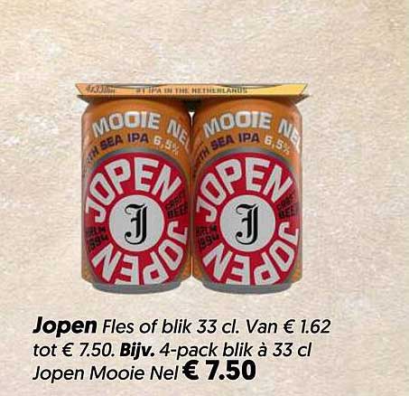 Jopen Fles of blik 33 cl. Van € 1.62 tot € 7.50. Bijv. 4-pack blik à 33 cl Jopen Mooie Nel
