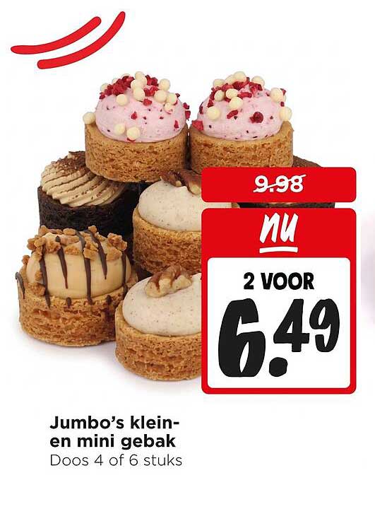 Jumbo's klein- en mini gebak Doos 4 of 6 stuks 2 VOOR