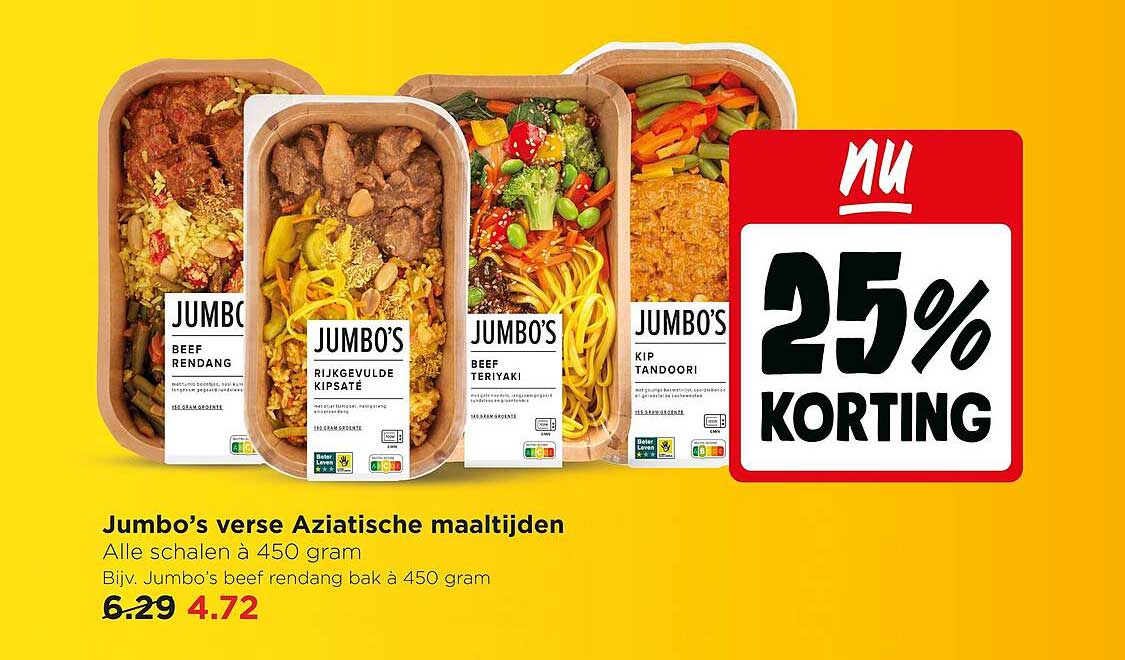 Jumbo’s verse Aziatische maaltijden 25% korting