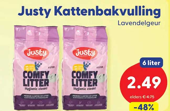 Justy Kattenbakvulling Lavendelgeur