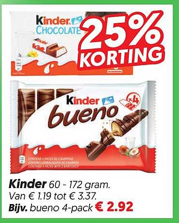 Kinder chocolate 25% korting