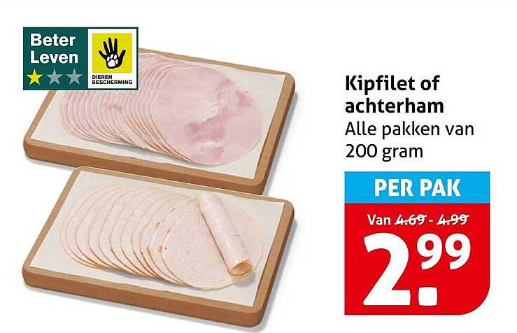 Kipfilet of achterham
