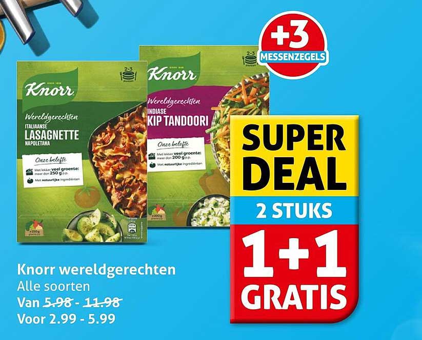 Knorr wereldgerechten Alle soorten 1+1 gratis