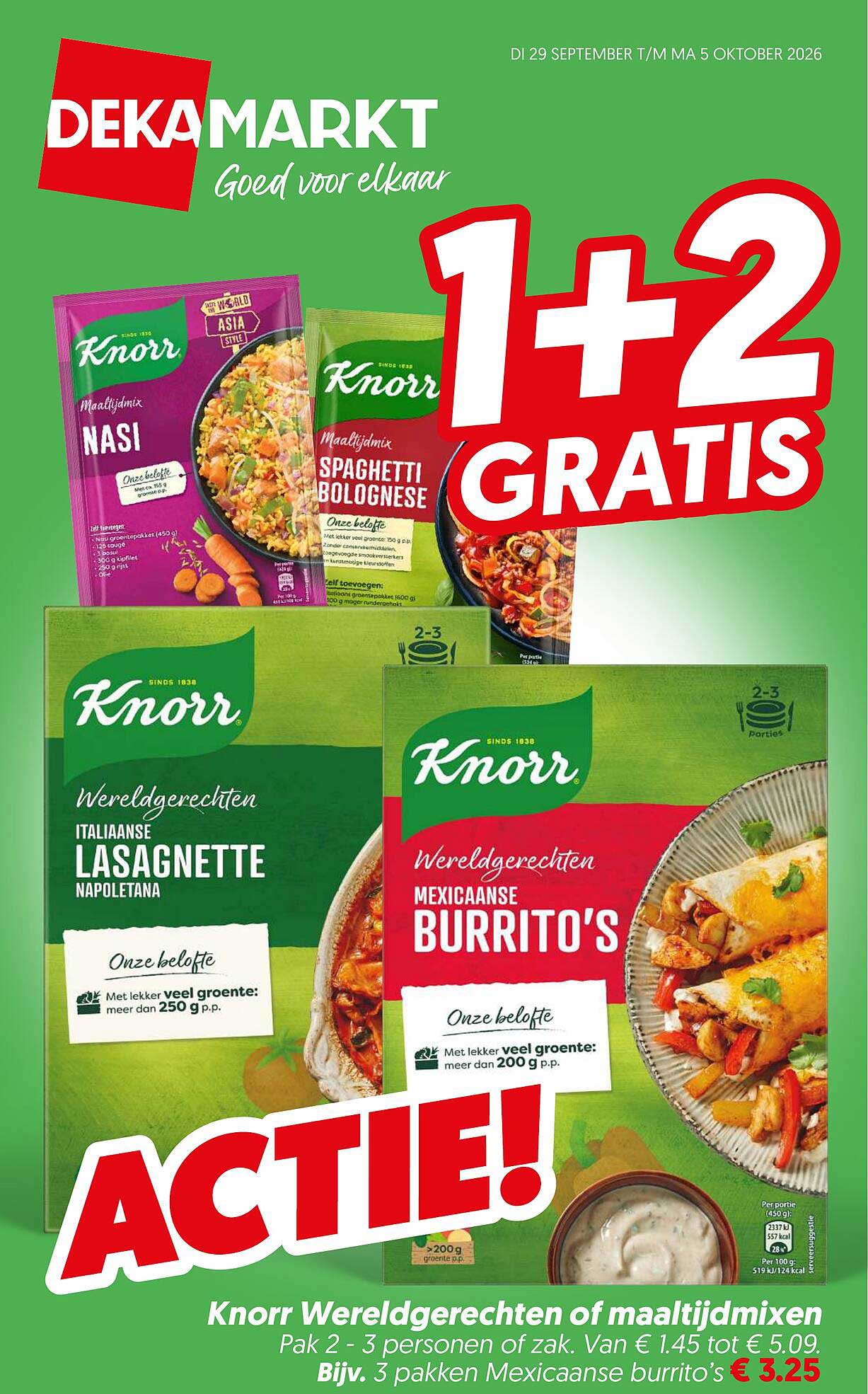 Knorr Wereldgerechten of maaltijdmixen 1+2 gratis