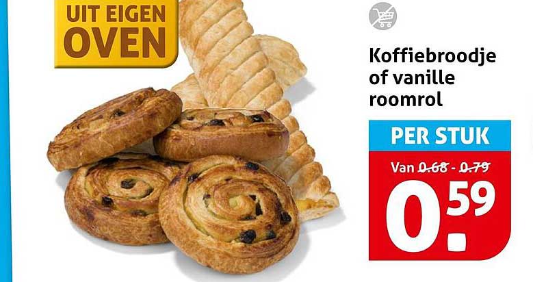 Koffiebroodje of vanille roomrol