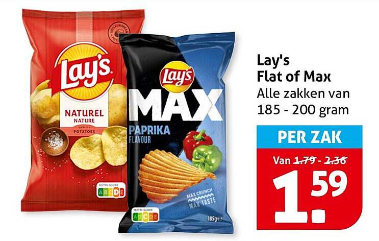 Lay's Flat of Max Alle zakken van 185 - 200 gram PER ZAK