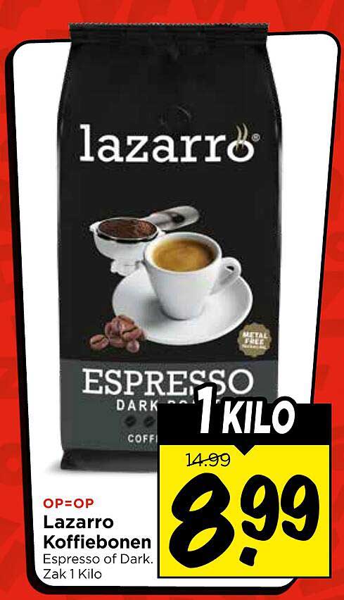 Lazarro Koffiebonen Espresso of Dark. Zak 1 Kilo