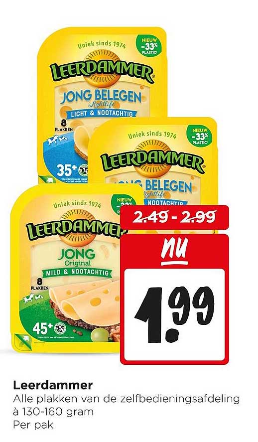 Leerdammer Alle plakken van de zelfbedieningsafdeling à 130-160 gram Per pak