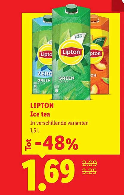 LIPTON Ice tea In verschillende varianten 1,5 l Tot -48%
