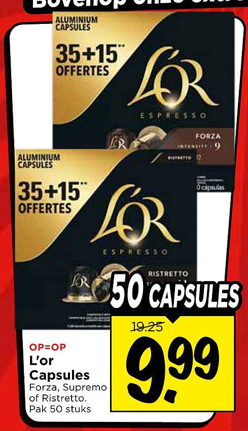L'or Capsules Forza, Supremo of Ristretto. Pak 50 stuks