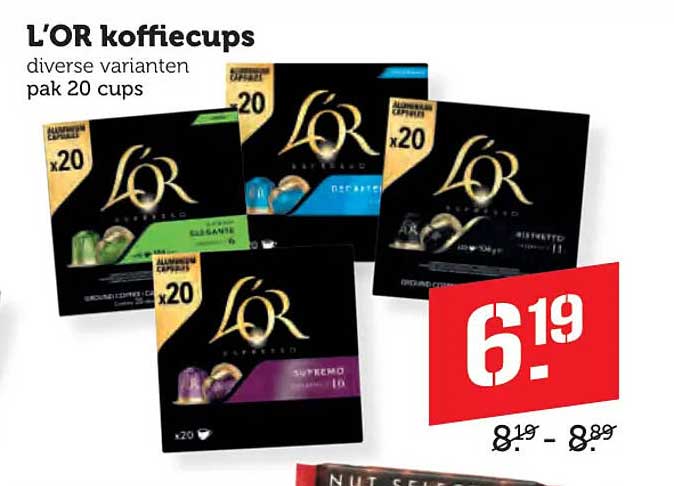 L'OR koffiecups diverse varianten pak 20 cups