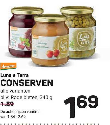 Luna e Terra CONSERVEN alle varianten, bijv. Rode bieten, 340 g
