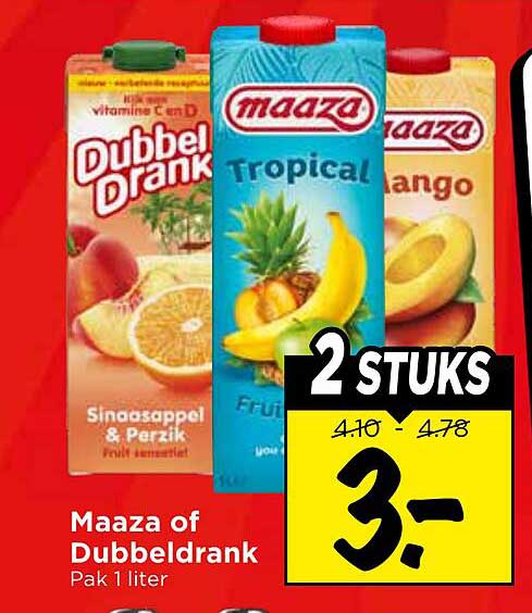 Maaza of Dubbeldrank Pak 1 liter 2 STUKS