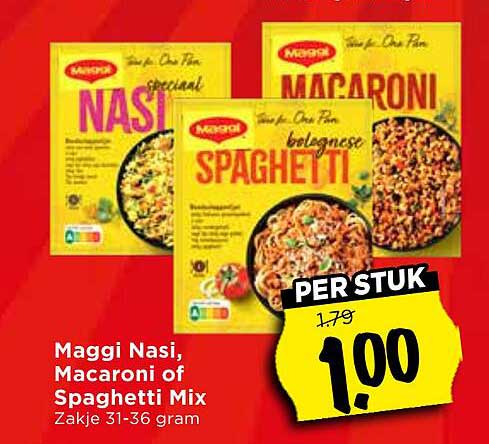 Maggi Nasi, Macaroni of Spaghetti Mix Zakje 31-36 gram PER STUK