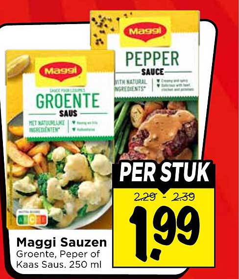 Maggi Sauzen Groente, Peper of Kaas Saus. 250 ml PER STUK
