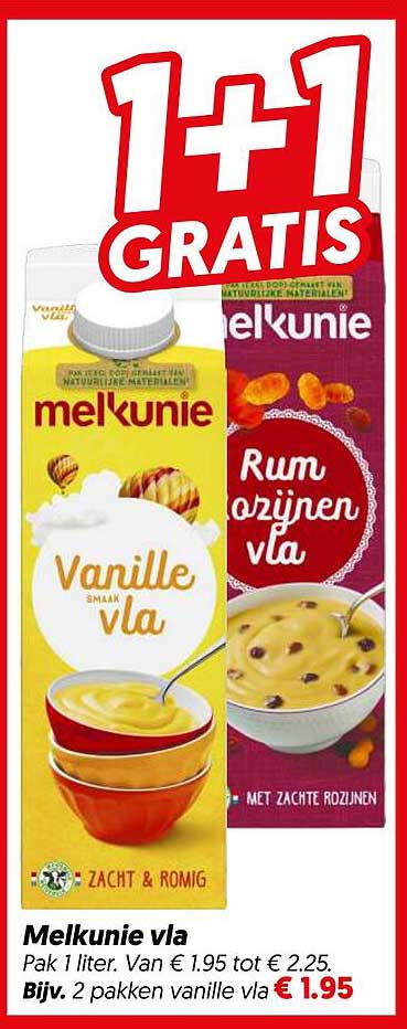 Melkunie vla 1+1 GRATIS