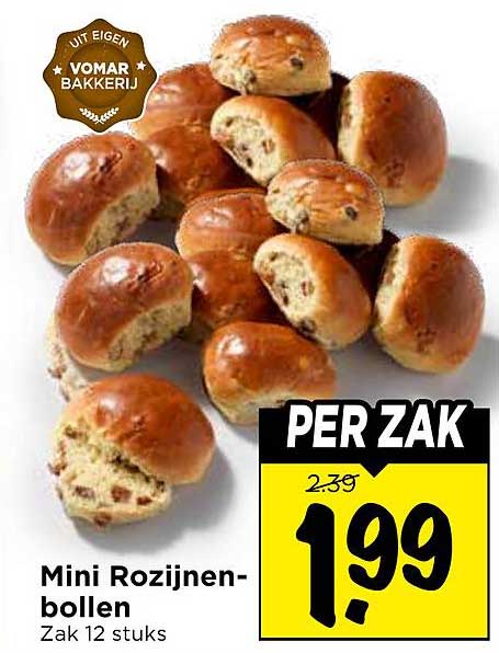 Mini Rozijnenbollen Zak 12 stuks