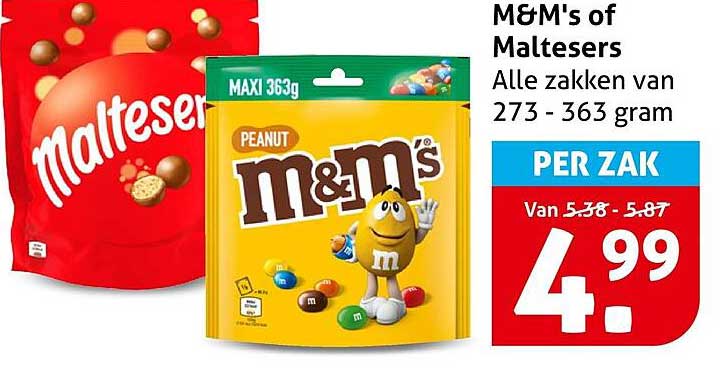 M&M's of Maltesers Alle zakken van 273 - 363 gram PER ZAK