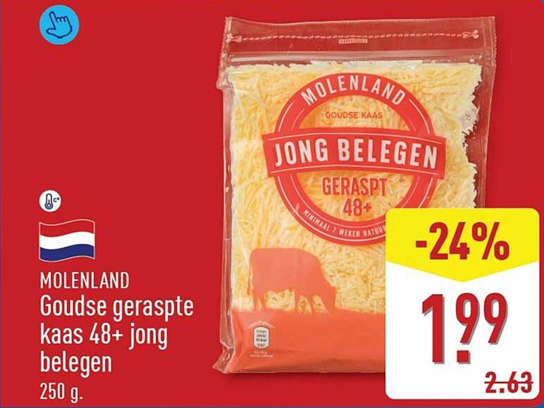 MOLENLAND Goudse geraspte kaas 48+ jong belegen