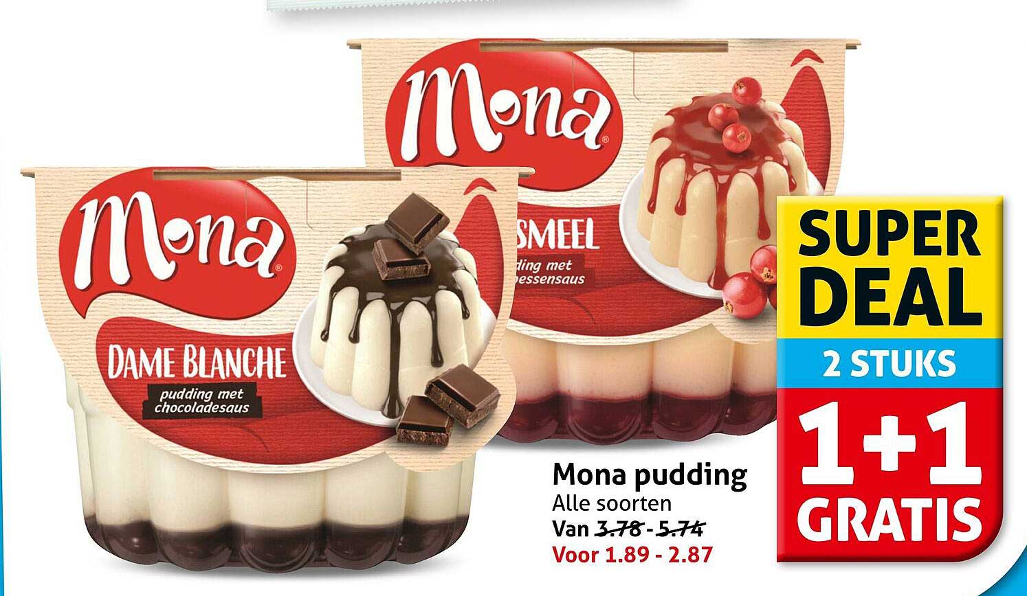 Mona pudding Alle soorten 1+1 GRATIS