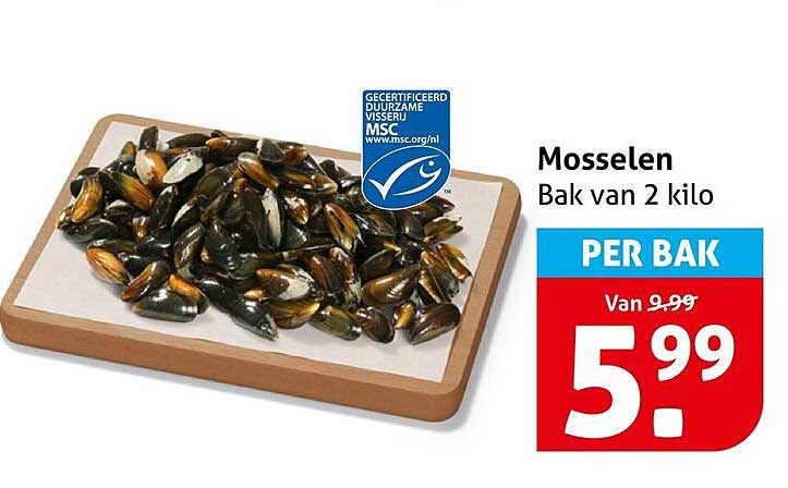 Mosselen Bak van 2 kilo PER BAK