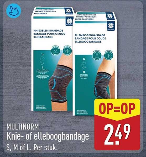 MULTINORM Knie- of elleboogbandage S, M of L. Per stuk. OP=OP