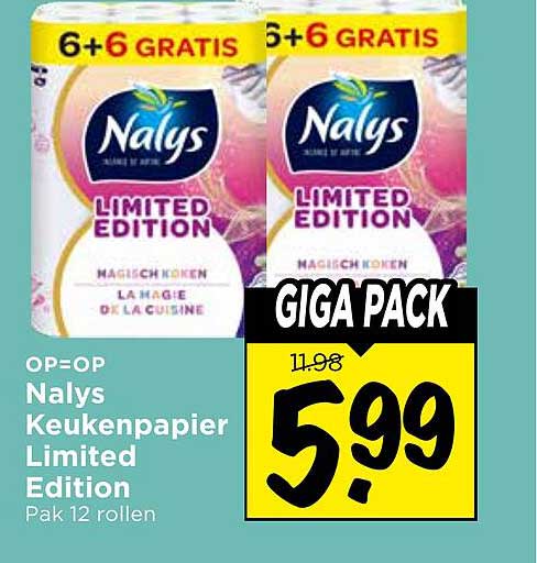 Nalys Keukenpapier Limited Edition Pak 12 rollen GIGA PACK 6+6 GRATIS