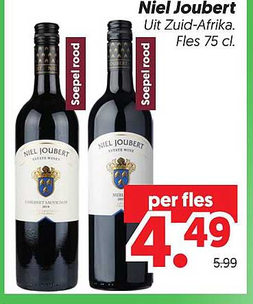 Niel Joubert Uit Zuid-Afrika. Fles 75 cl. per fles