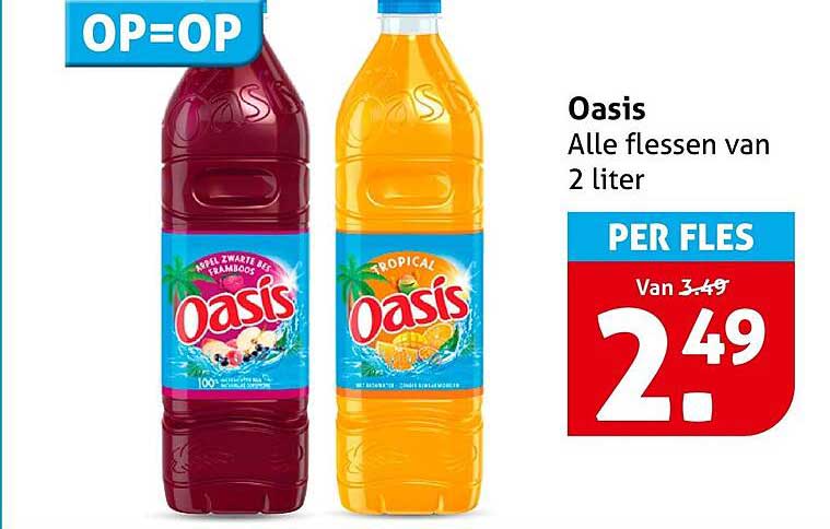 Oasis Alle flessen van 2 liter