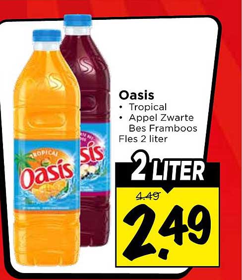 Oasis Tropical Appel Zwarte Bes Framboos Fles 2 liter 2 LITER