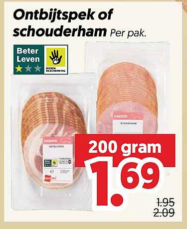Ontbijtspek of schouderham Per pak.