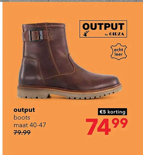 output boots maat 40-47 €5 korting