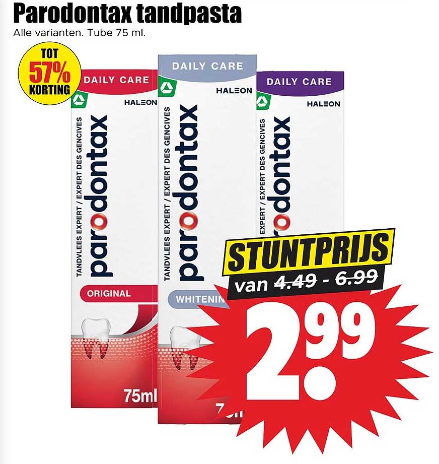 Parodontax tandpasta Alle varianten. Tube 75 ml. STUNTPRIJS