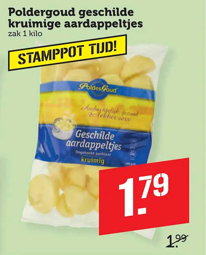 Poldergoud geschilde kruimige aardappeltjes zak 1 kilo STAMPPOT TIJD!