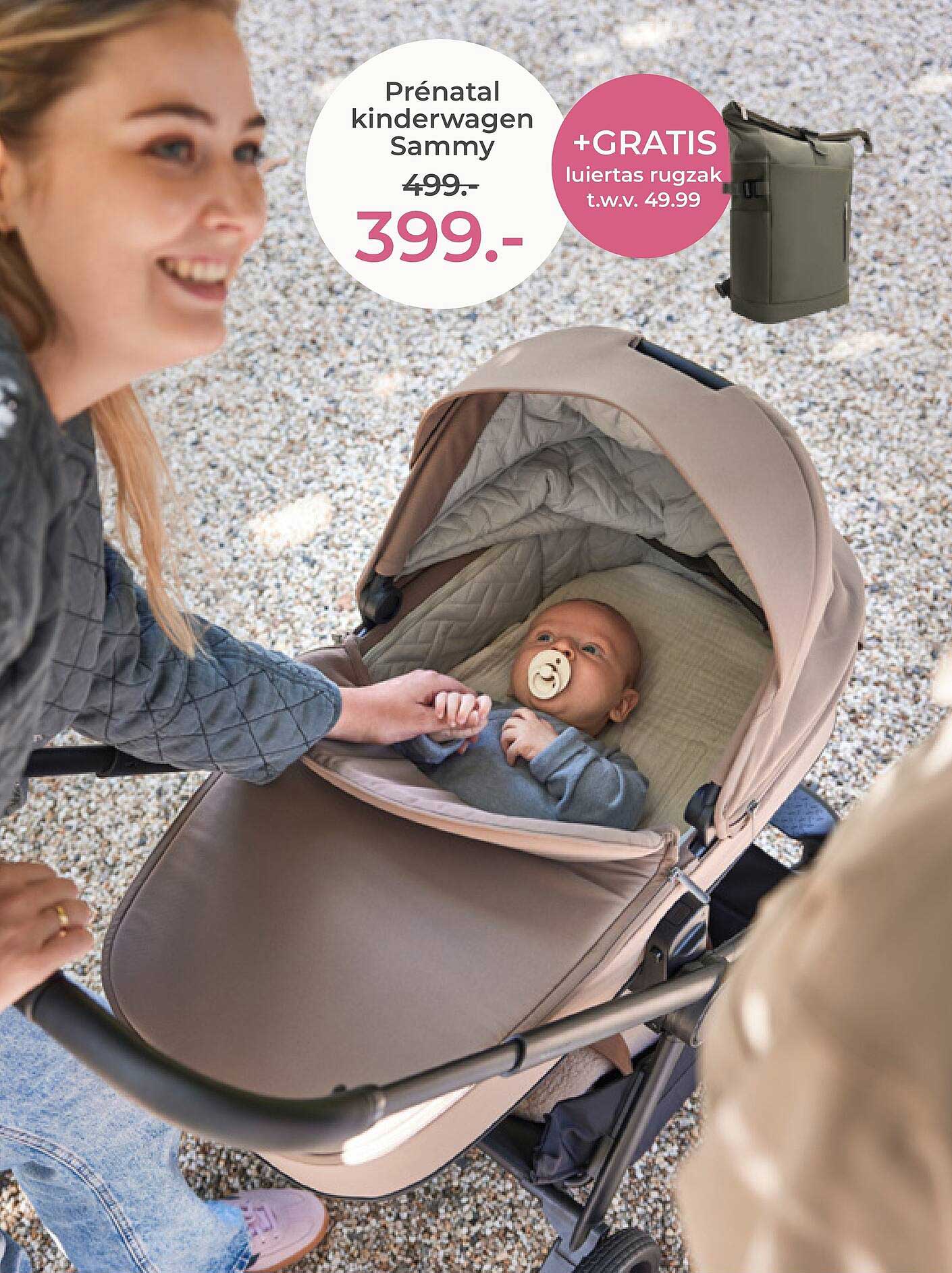 Prénatal kinderwagen Sammy +GRATIS luiertas rugzak t.w.v. 49.99
