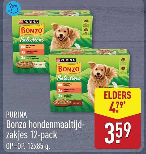 PURINA Bonzo hondenmaaltijd-zakjes 12-pack