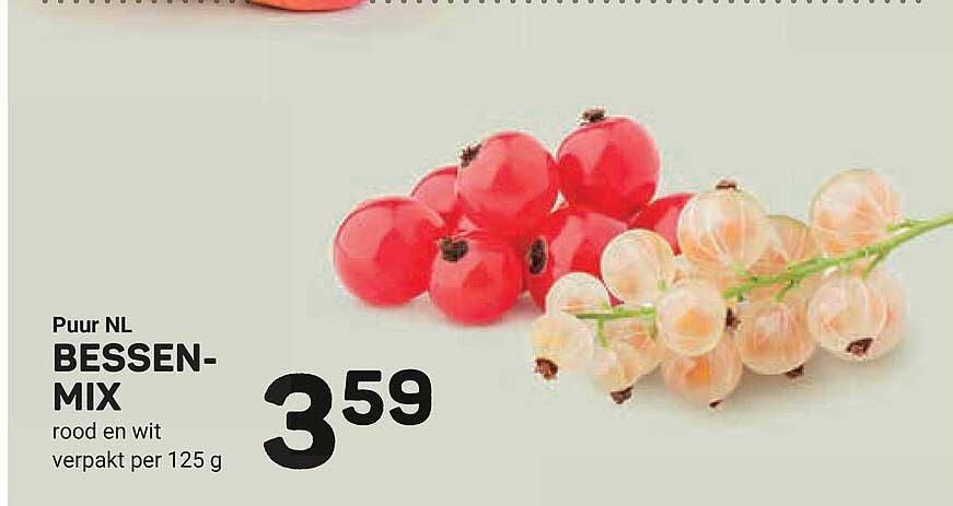 Puur NL BESSEN-MIX rood en wit verpakt per 125 g