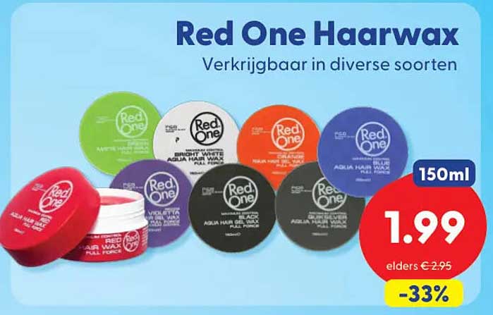 Red One Haarwax Verkrijgbaar in diverse soorten