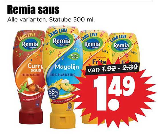 Remia saus Alle varianten. Statueb 500 ml.