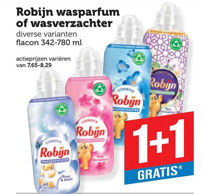 Robijn wasparfum of wasverzachter 1+1 GRATIS*