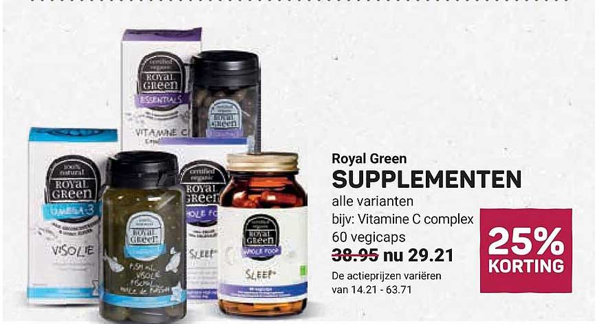 Royal Green SUPPLEMENTEN 25% KORTING