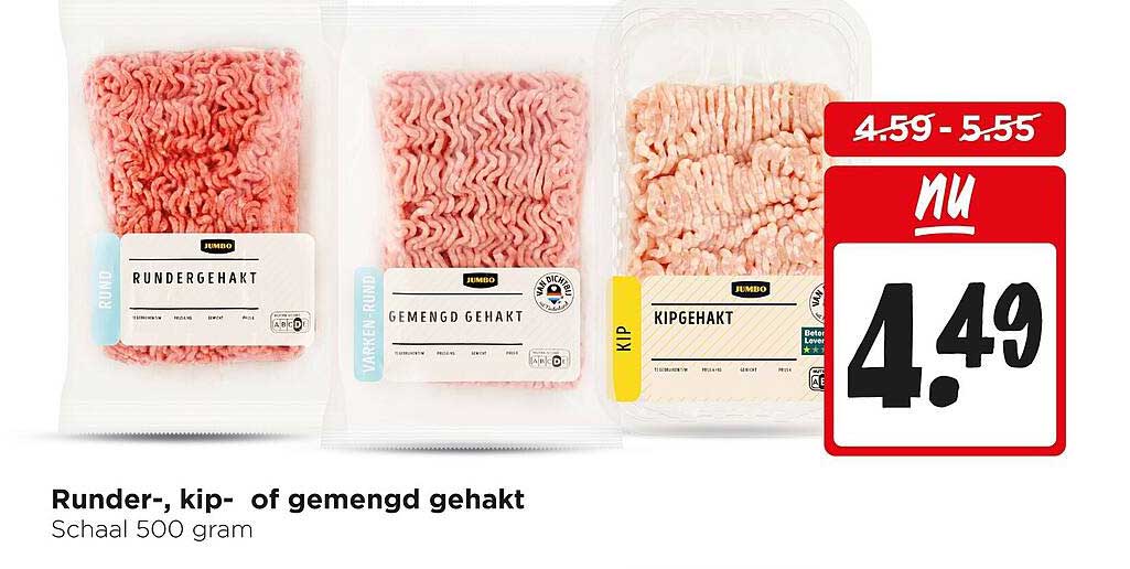 Runder-, kip- of gemengd gehakt