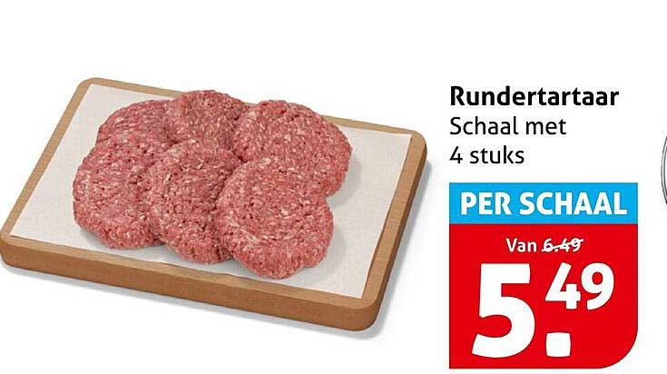 Rundertartaaar Schaal met 4 stuks PER SCHAAL
